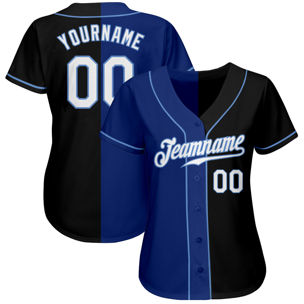 Custom Black White-Royal Authentic Split Fashion Baseball Jersey view 2
