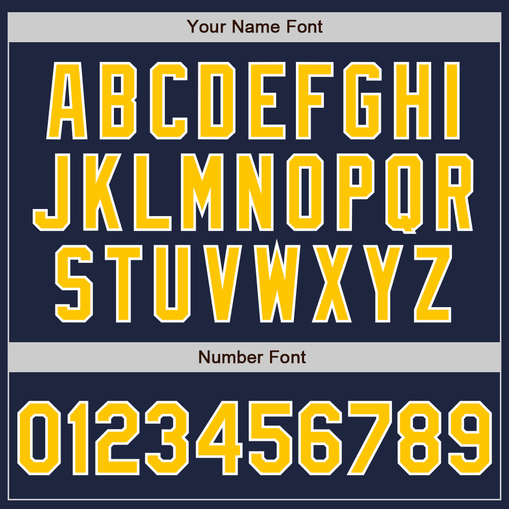 Custom Navy Gold-Gray Authentic Split Fashion Baseball Jersey view 4