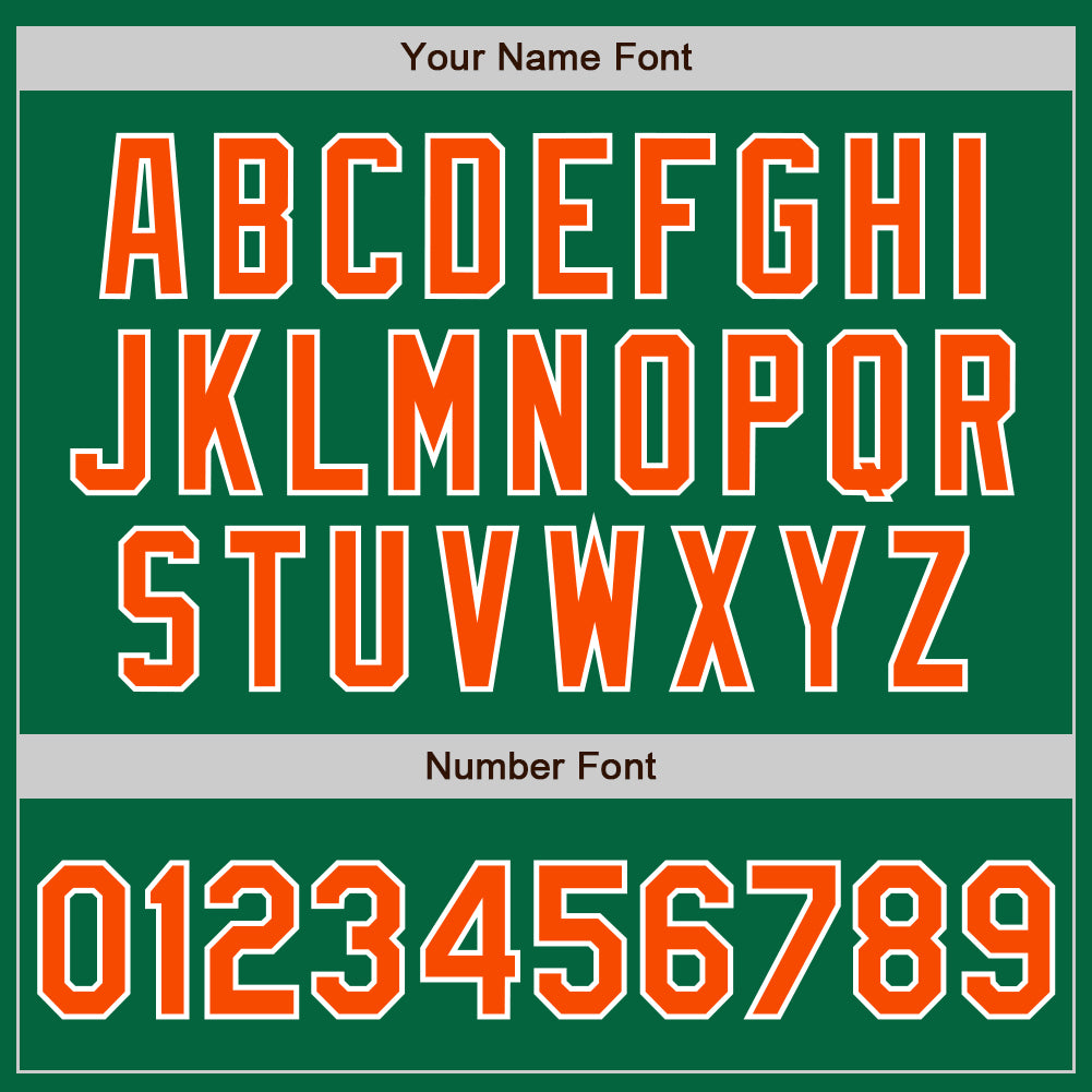 Custom Kelly Green Orange-Gray Authentic Split Fashion Baseball Jersey view 4