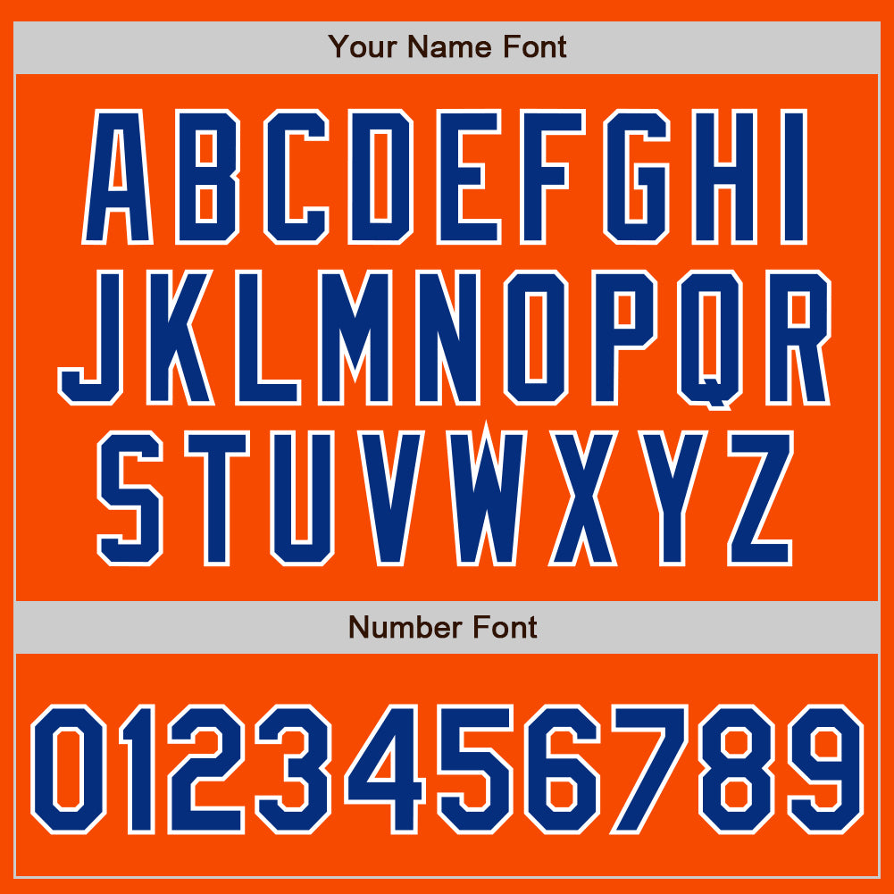 Custom Orange Royal-White Authentic Split Fashion Baseball Jersey view 4