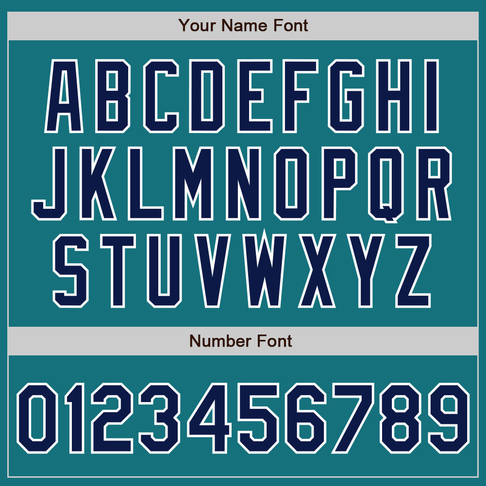 Custom Teal Navy-Gray Authentic Split Fashion Baseball Jersey view 4