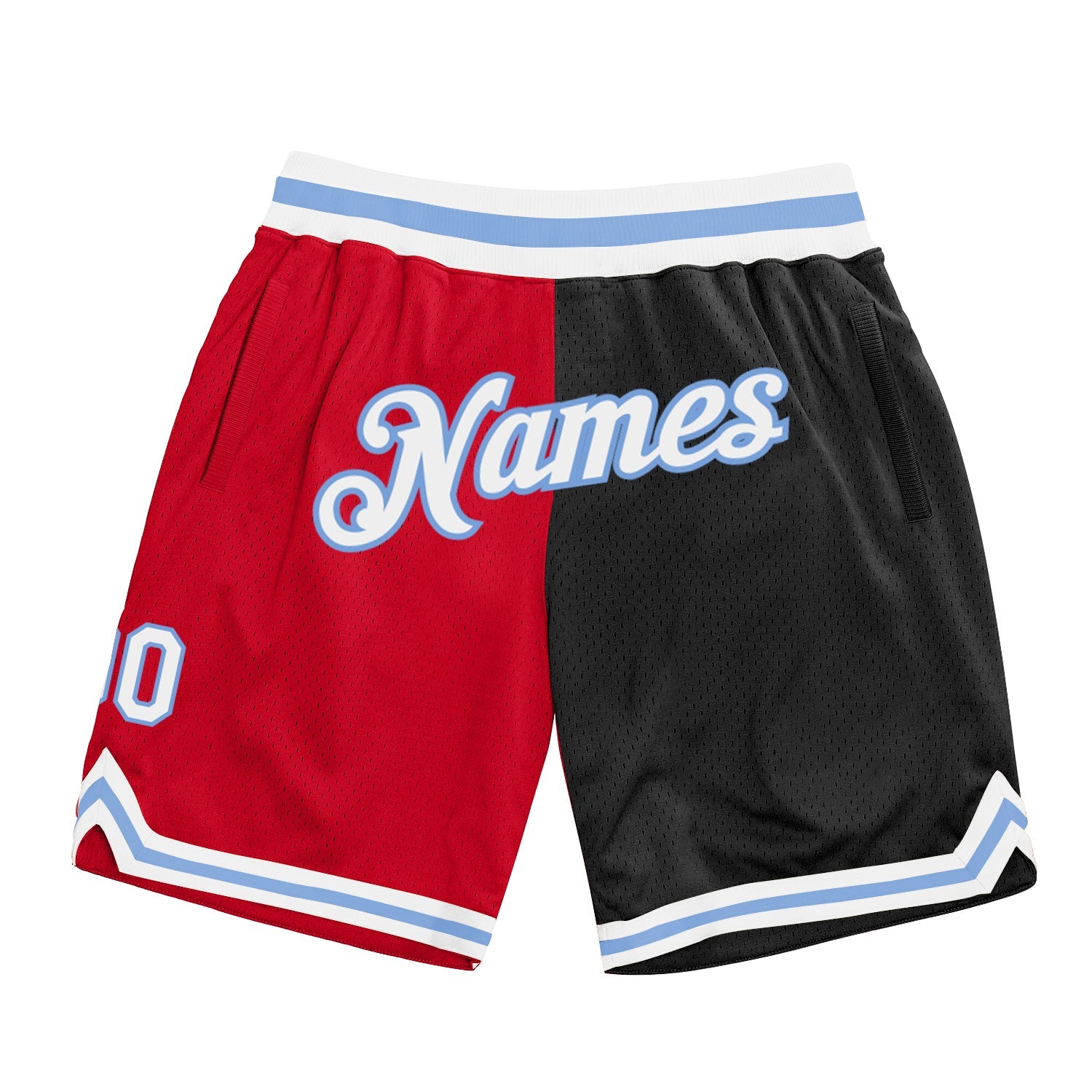 Custom Red White-Black Authentic Throwback Split Fashion Basketball Shorts - Main View
