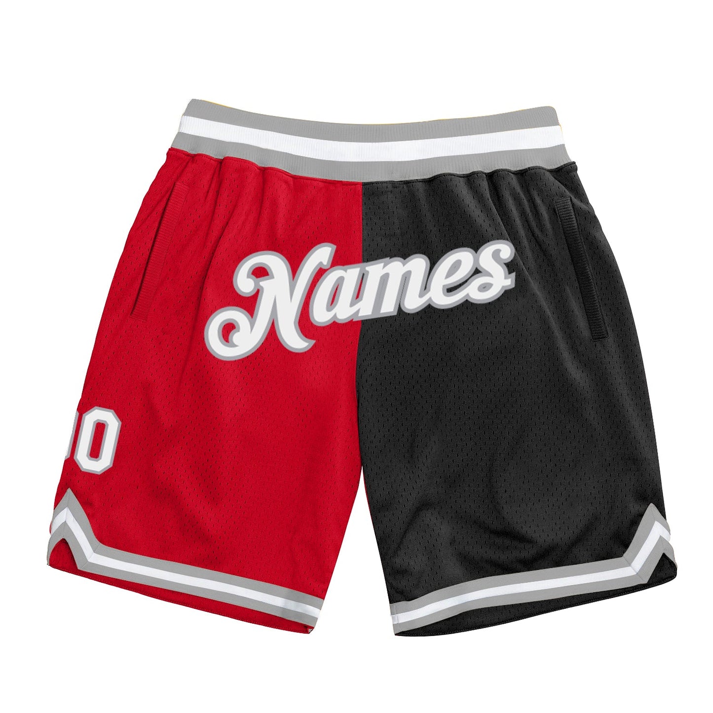 Custom Red White-Black Authentic Throwback Split Fashion Basketball Shorts - Main View