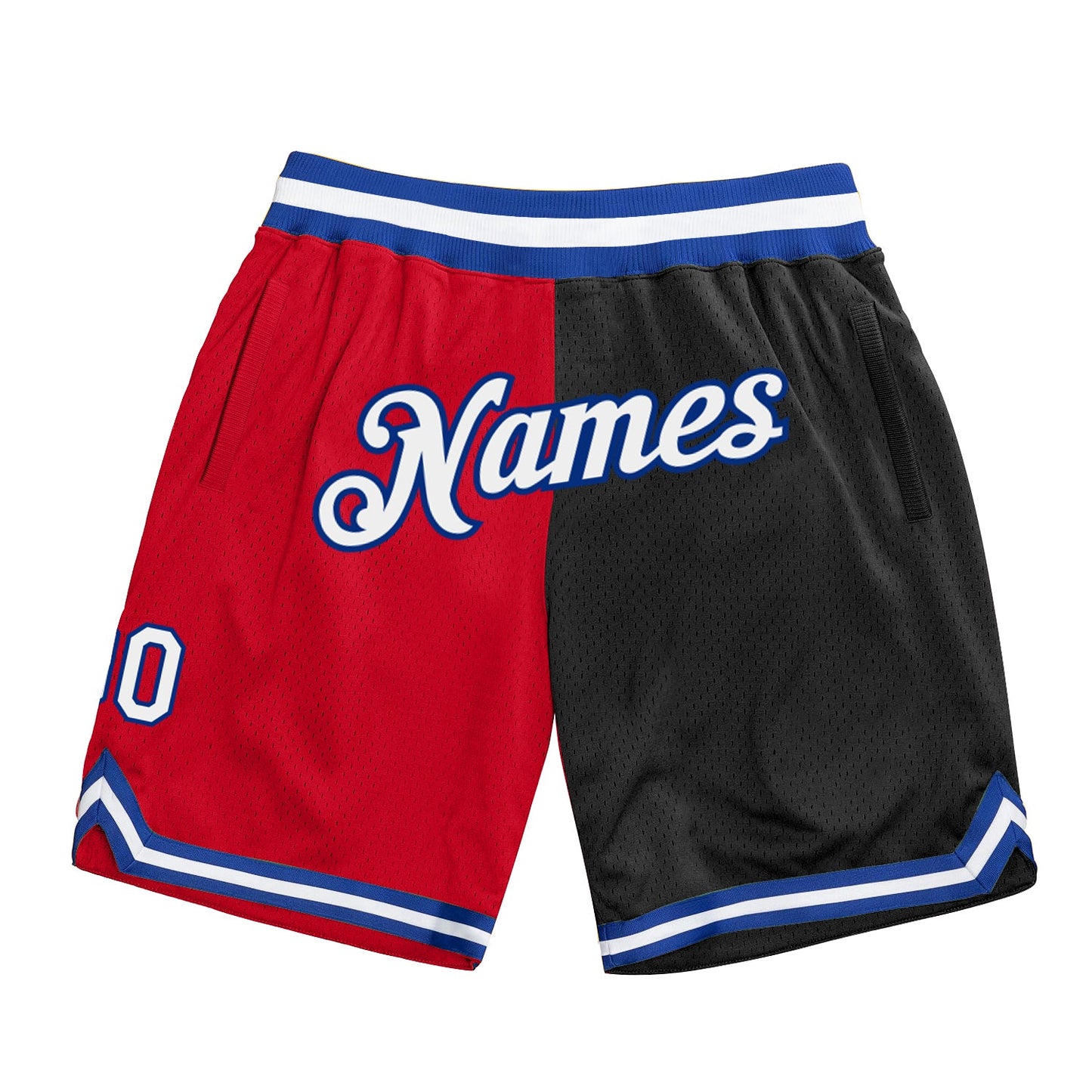 Custom Red White-Black Authentic Throwback Split Fashion Basketball Shorts - Main View