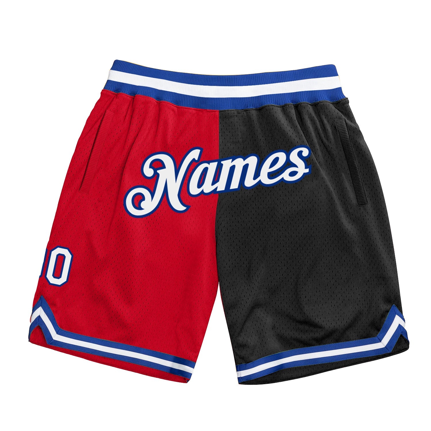 Custom Red White-Black Authentic Throwback Split Fashion Basketball Shorts - Main View