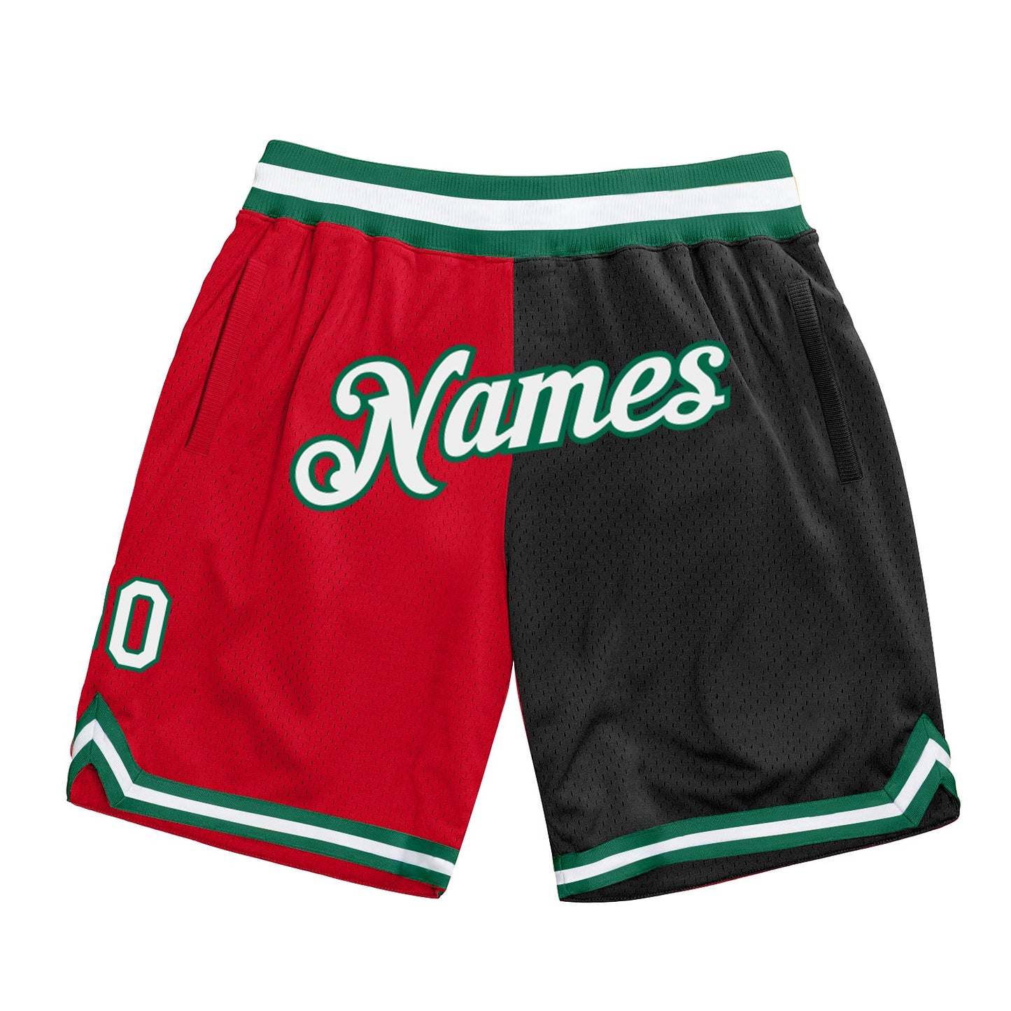 Custom Red White-Black Authentic Throwback Split Fashion Basketball Shorts - Main View