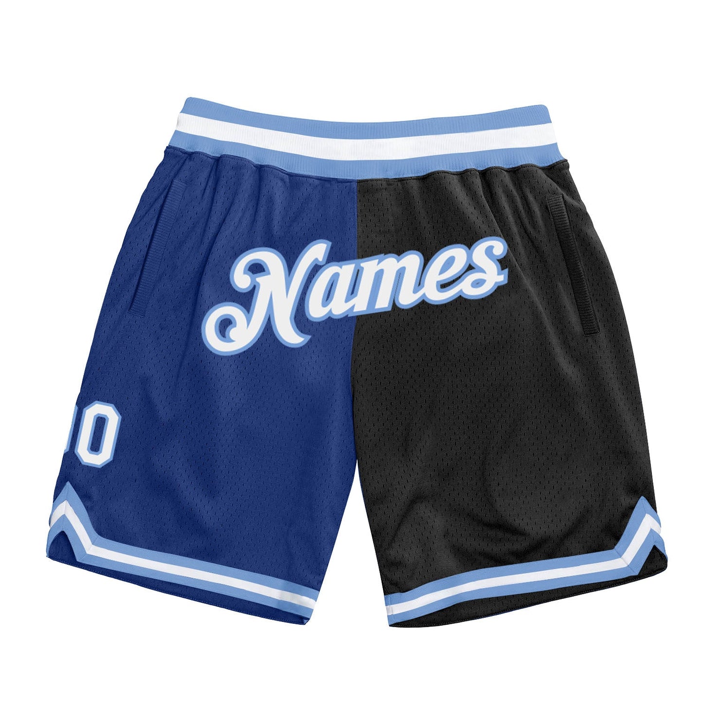 Custom Royal White-Black Authentic Throwback Split Fashion Basketball Shorts - Main View