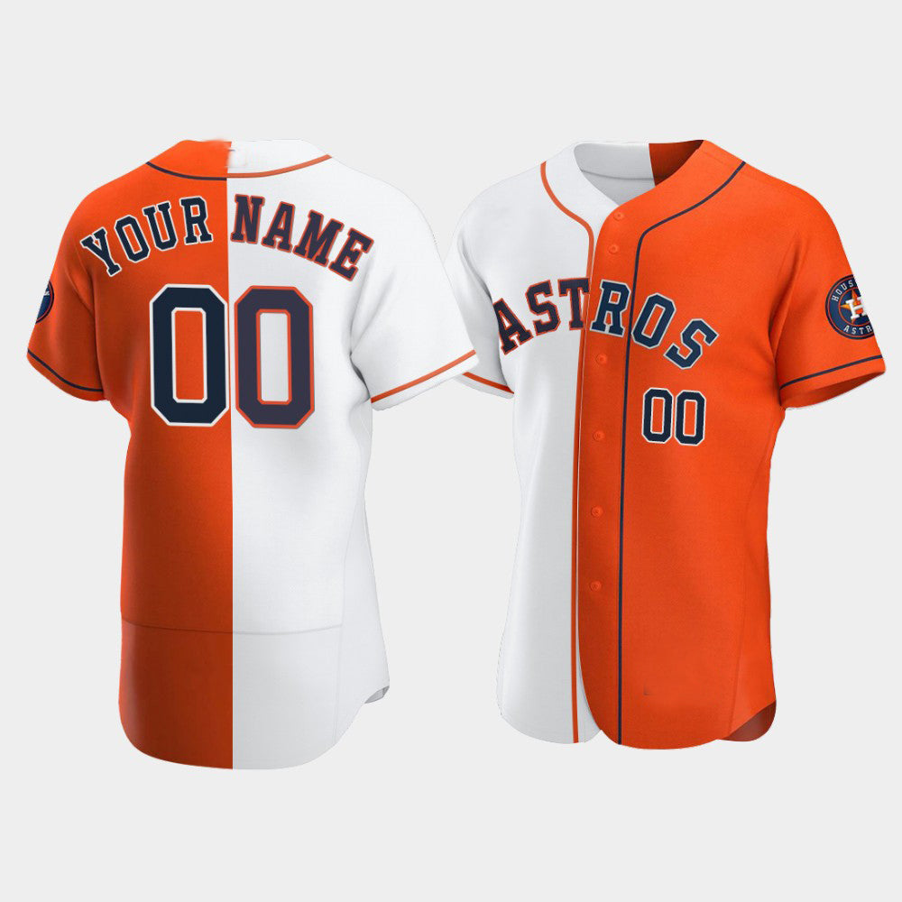 Baseball Jerseys Custom White Orange Houston Astros Split Two Tone Jersey Stitched Letter And Numbers Birthday Gift - Main View