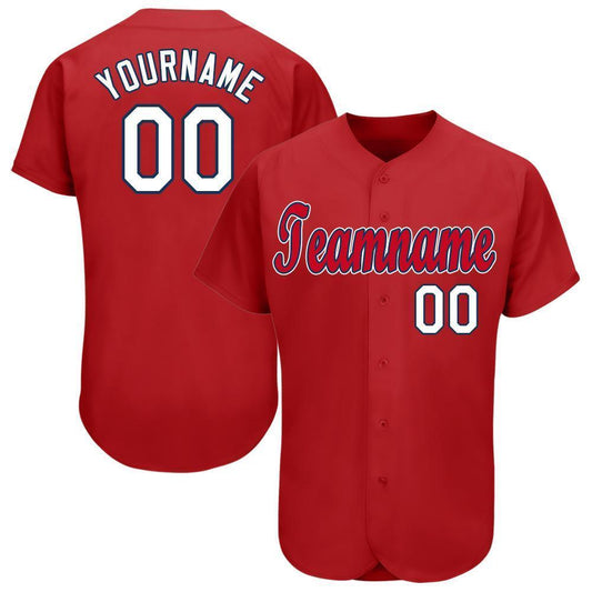 Custom Red White-Navy Baseball Jersey - Main View