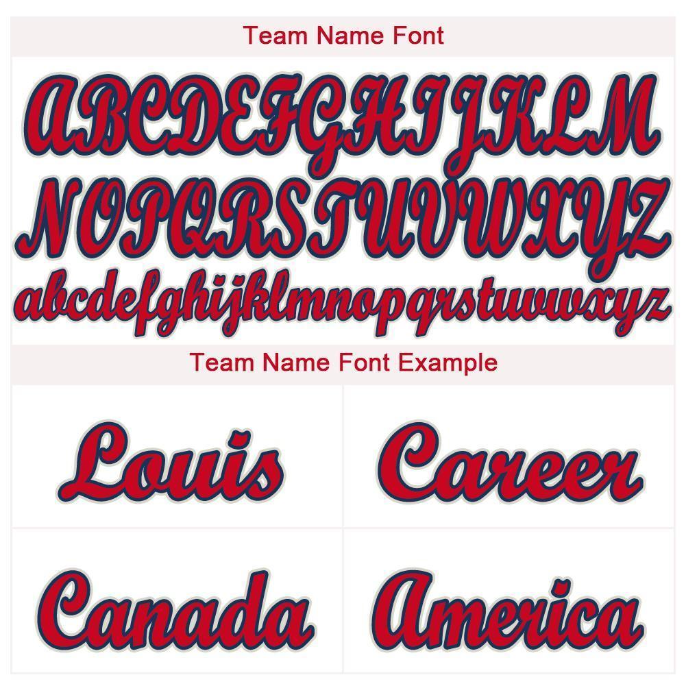 Custom Cream Red-Navy Baseball Jersey view 5