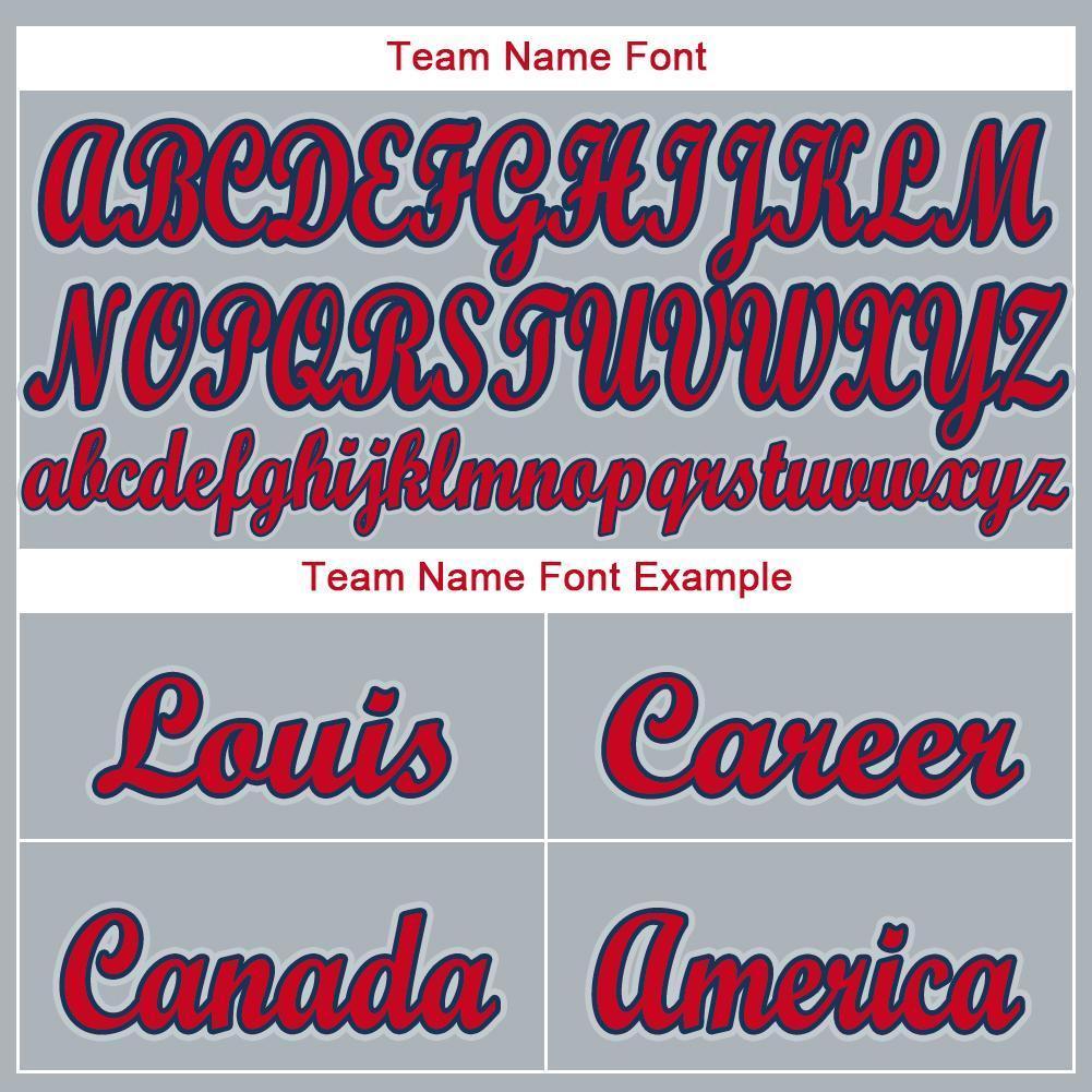 Custom Gray Red-Navy Baseball Jersey view 5