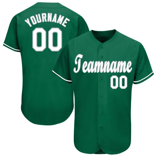 Custom Kelly Green White-Gray Baseball Jersey - Main View