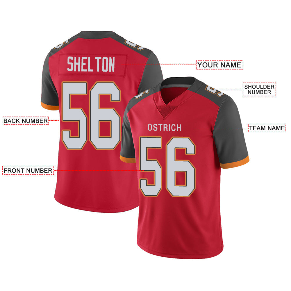 Custom TB.Buccaneers Stitched American Football Jerseys Personalize Birthday Gifts Red Jersey view 2