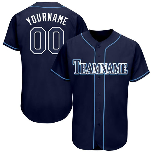 Custom Navy White-Powder Blue Baseball Jersey - Main View