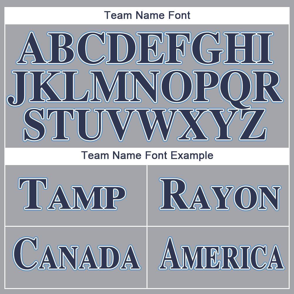 Custom Gray Navy-Powder Blue Baseball Jersey view 5