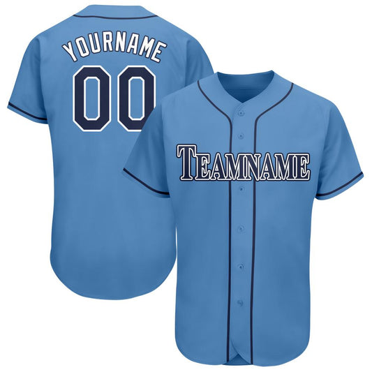 Custom Powder Blue Navy-White Baseball Jersey - Main View