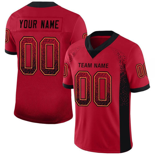 Custom Red Black-Orange Drift Fashion Football Jersey - Main View