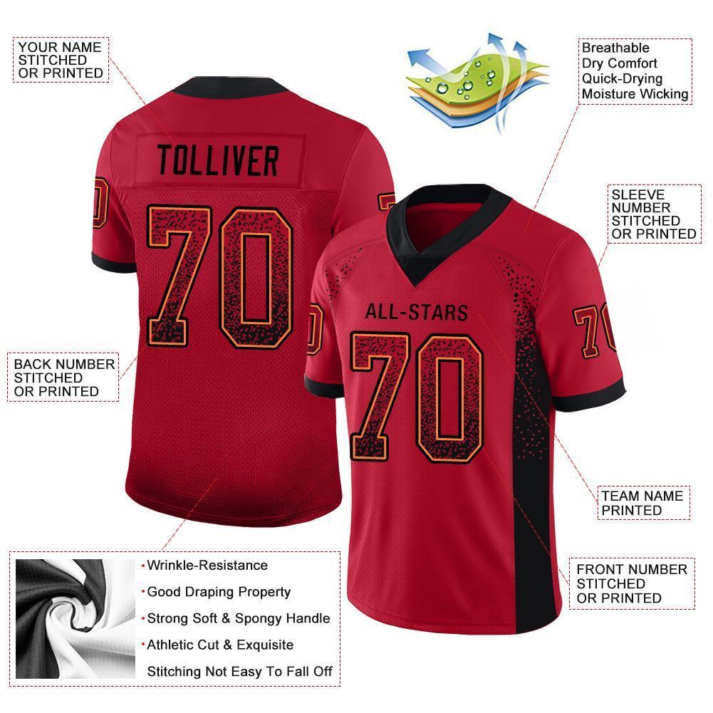Custom Red Black-Orange Drift Fashion Football Jersey view 4