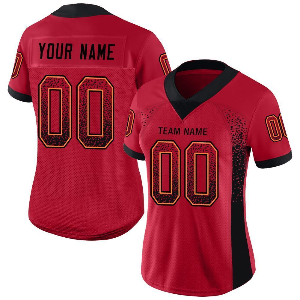 Custom Red Black-Orange Drift Fashion Football Jersey view 3