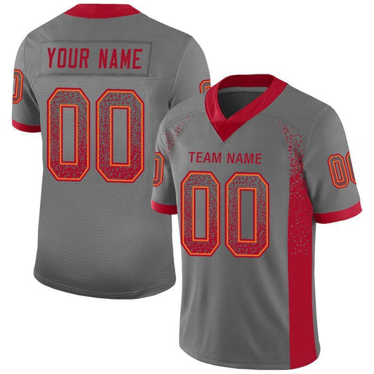 Custom Gray Red-Orange Drift Fashion Football Jersey - Main View