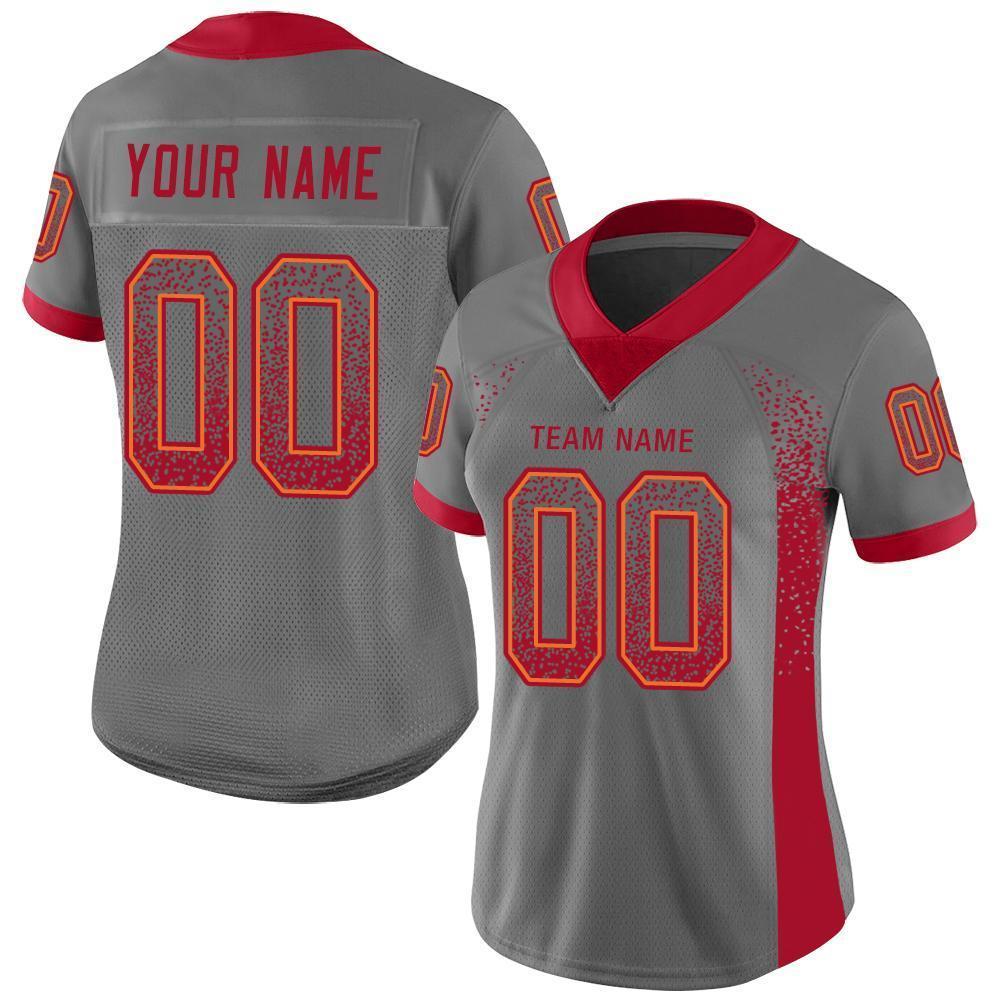 Custom Gray Red-Orange Drift Fashion Football Jersey view 2