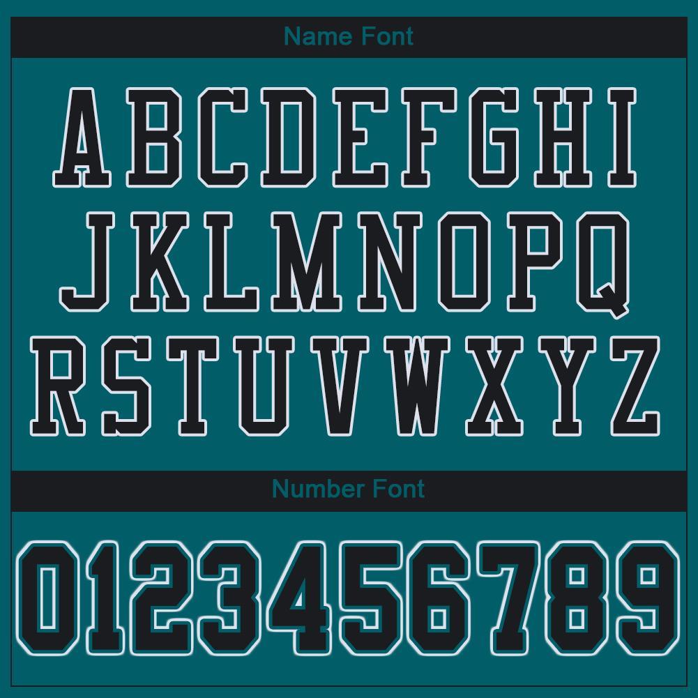 Custom Teal Black-White Mesh Authentic Football Jersey view 6