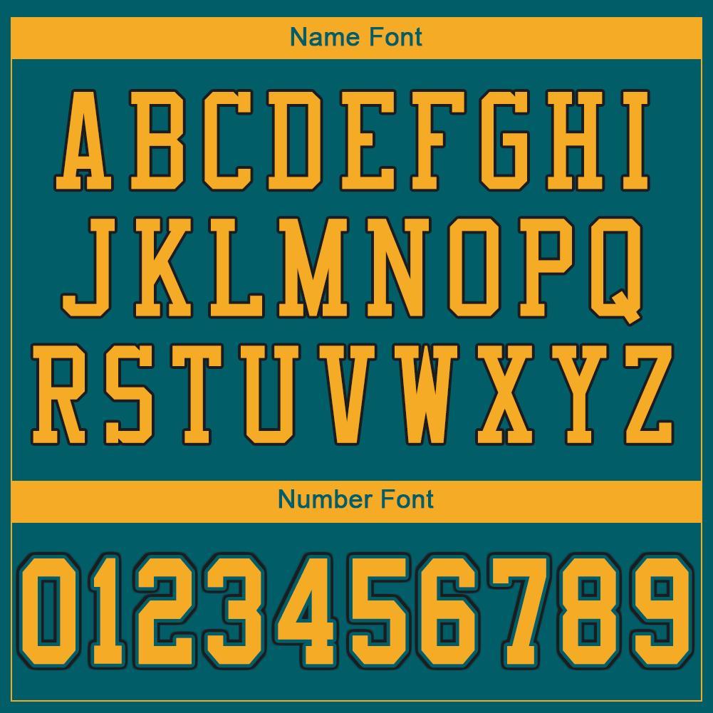 Custom Teal Gold-Black Mesh Authentic Football Jersey view 5