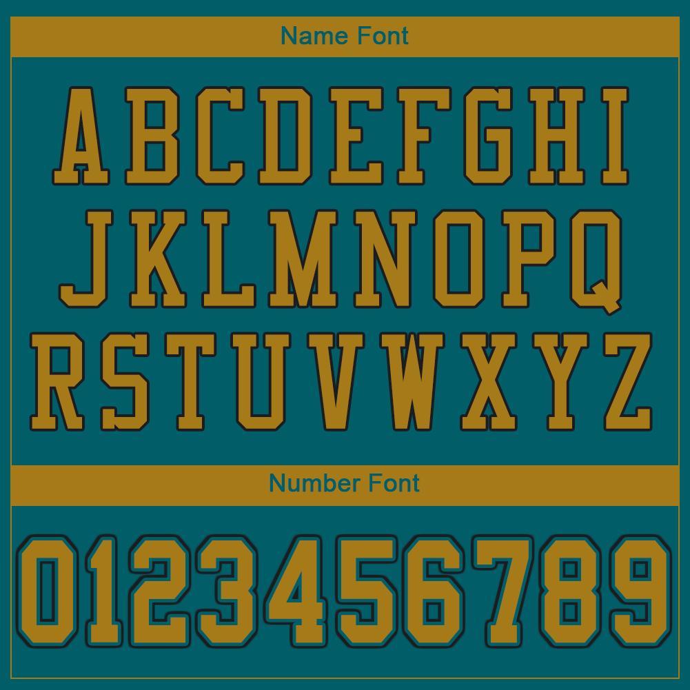 Custom Teal Old Gold-Black Mesh Authentic Football Jersey view 5