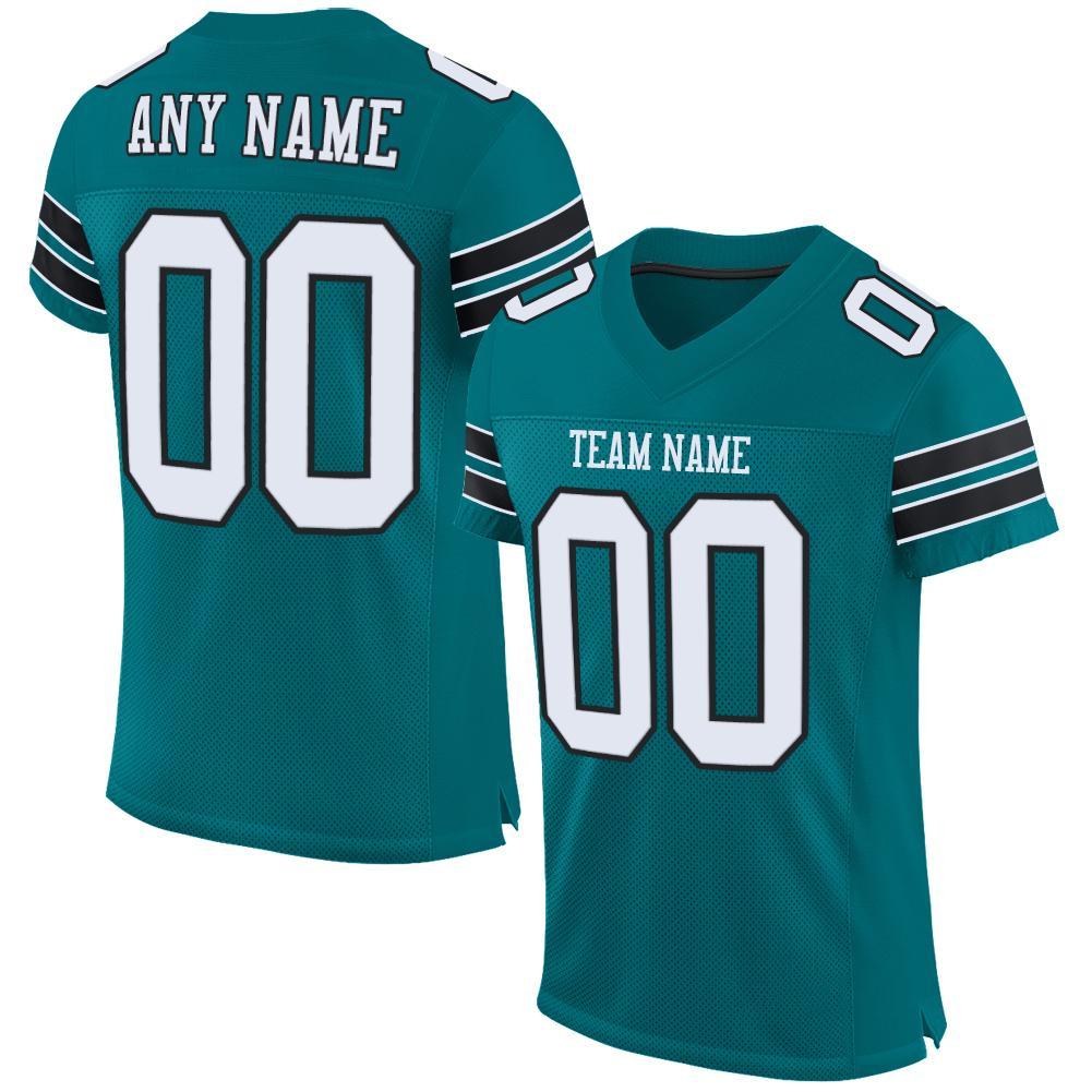 Custom Teal White-Black Mesh Authentic Football Jersey - Main View