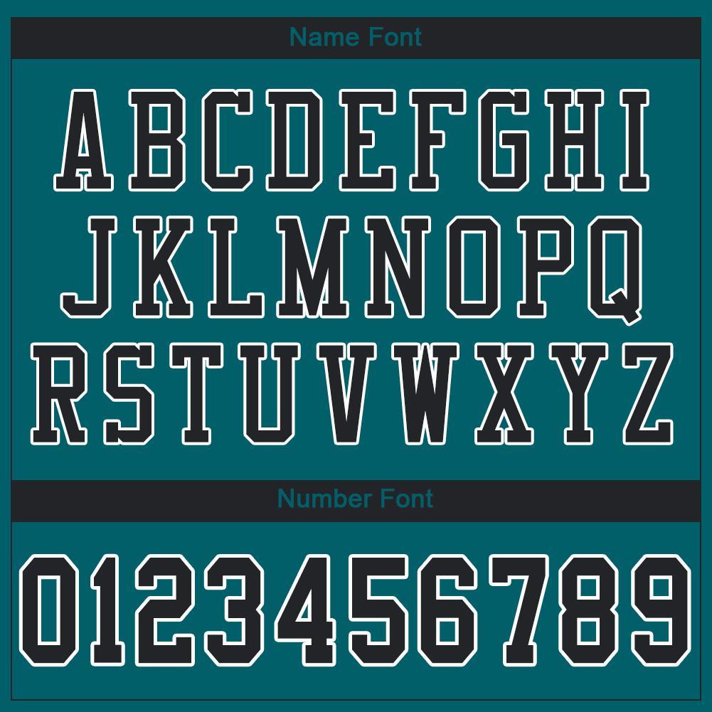 Custom Teal Black-White Mesh Authentic Football Jersey view 5