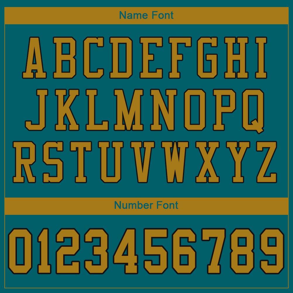 Custom Teal Old Gold-Black Mesh Authentic Football Jersey view 5