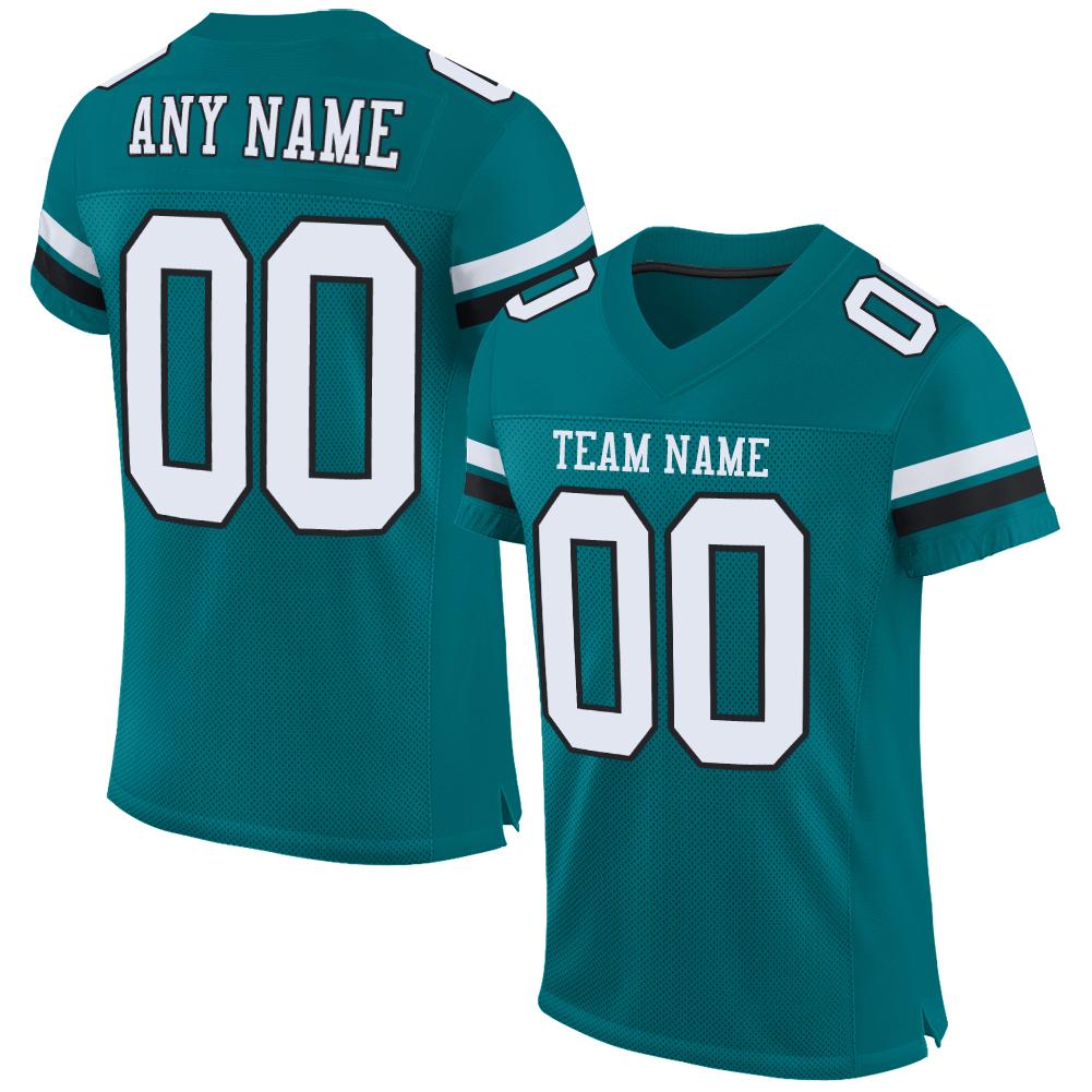 Custom Teal White-Black Mesh Authentic Football Jersey - Main View