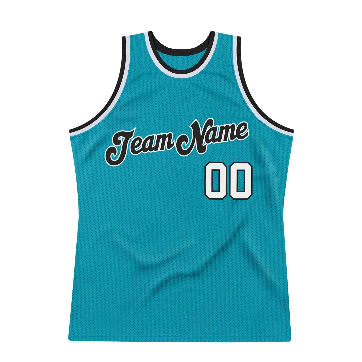 Custom Teal White-Black Authentic Throwback Basketball Jersey view 5