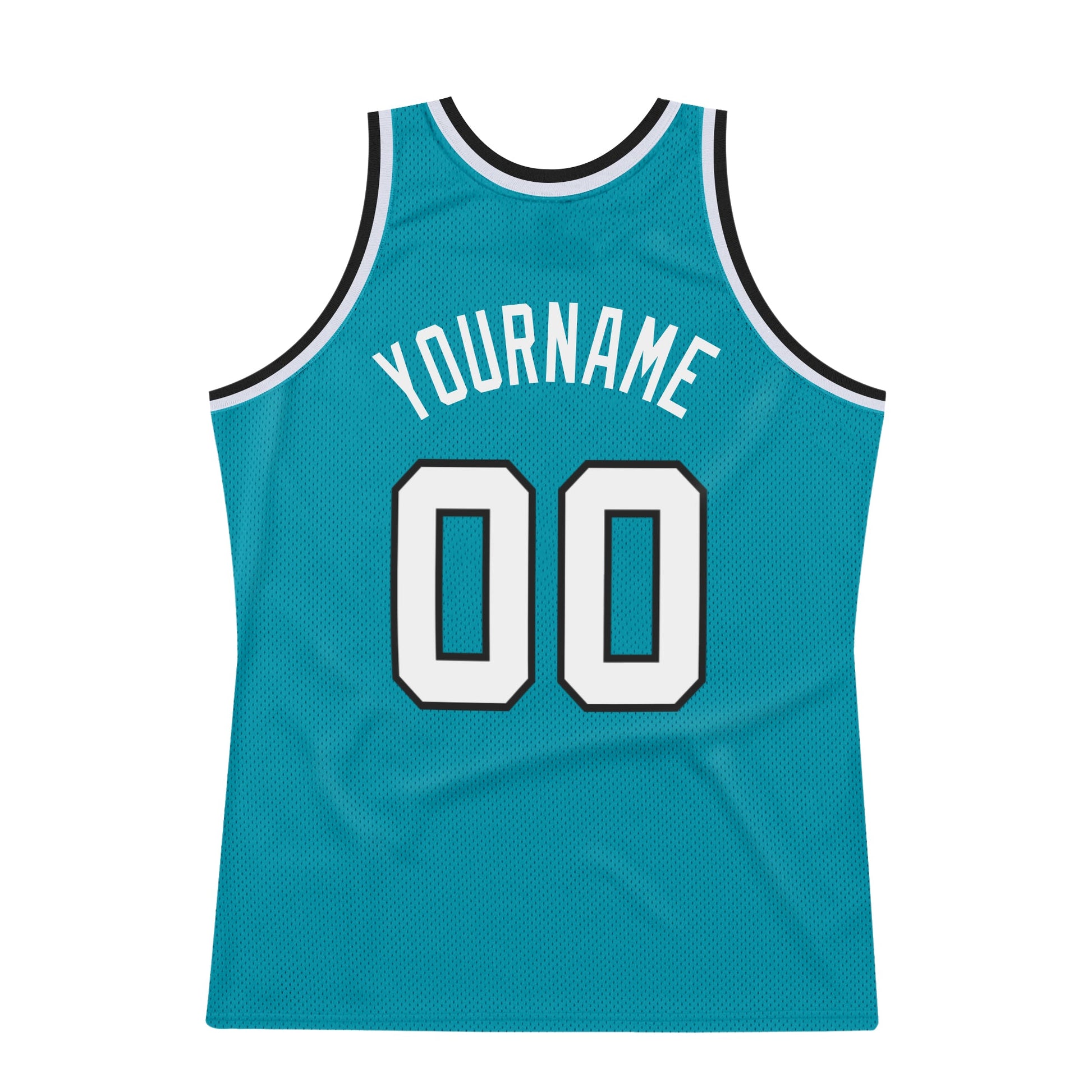 Custom Teal White-Black Authentic Throwback Basketball Jersey view 6
