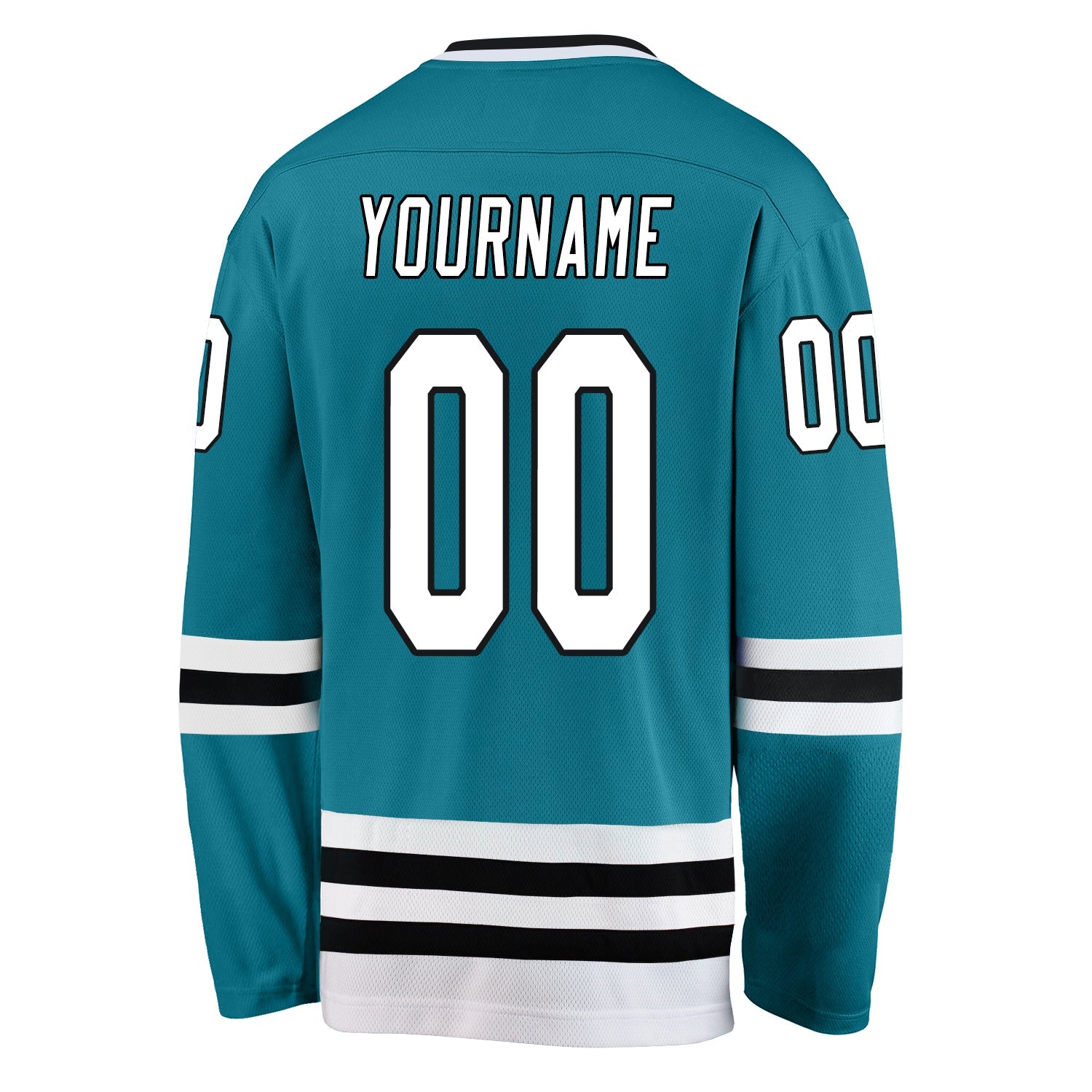 Custom Teal White-Black Hockey Jersey view 3