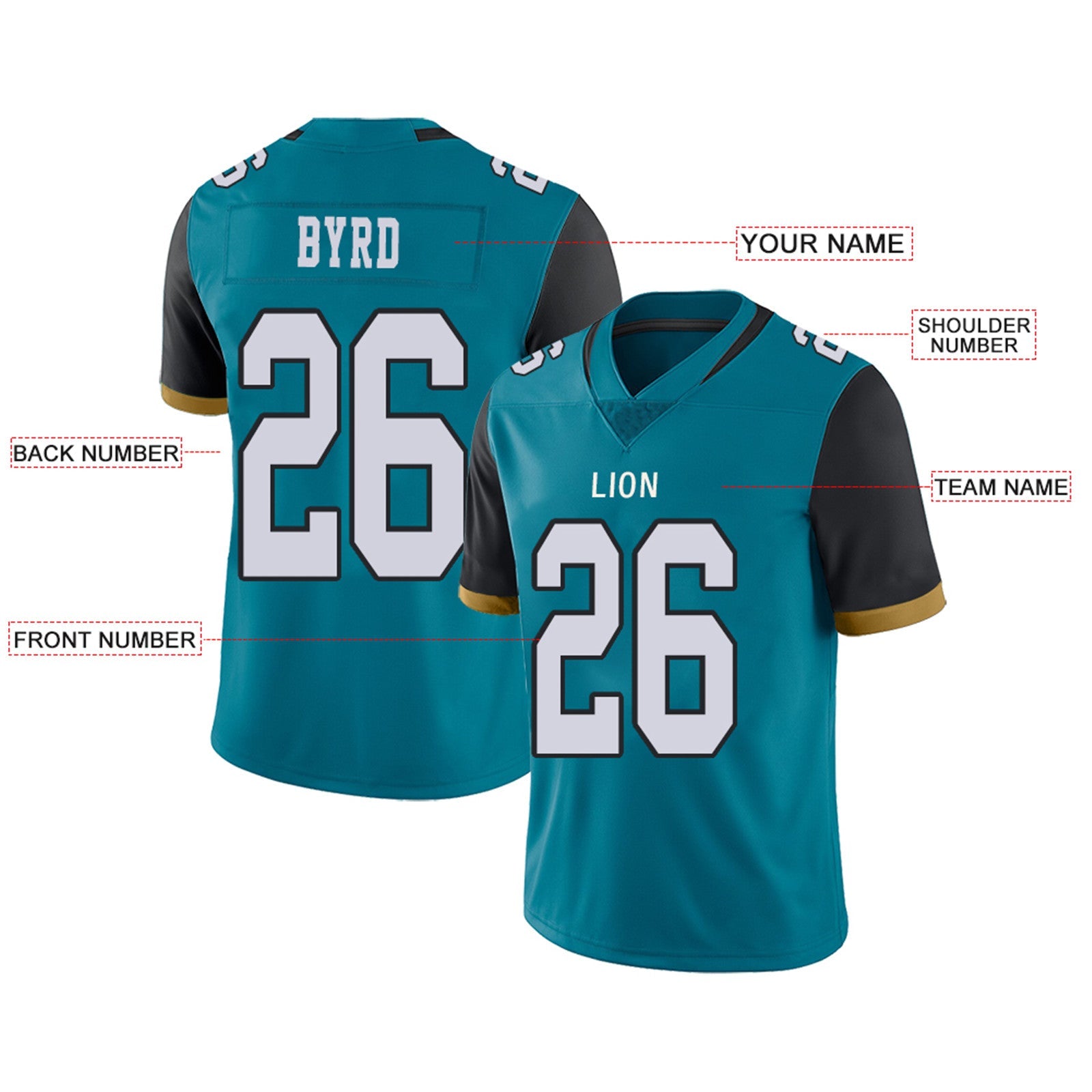 Custom J.Jaguars Football Jerseys Team Player or Personalized Design Your Own Name for Men's Women's Youth Jerseys Teal view 10
