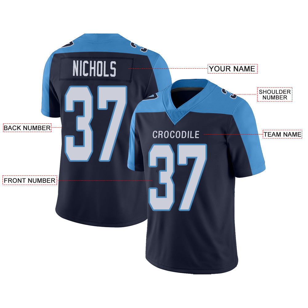 Custom T.Titans Stitched American Football Jerseys Personalize Birthday Gifts Navy Jersey view 2