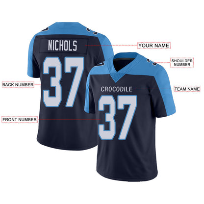 Custom T.Titans Stitched American Football Jerseys Personalize Birthday Gifts Navy Jersey view 2