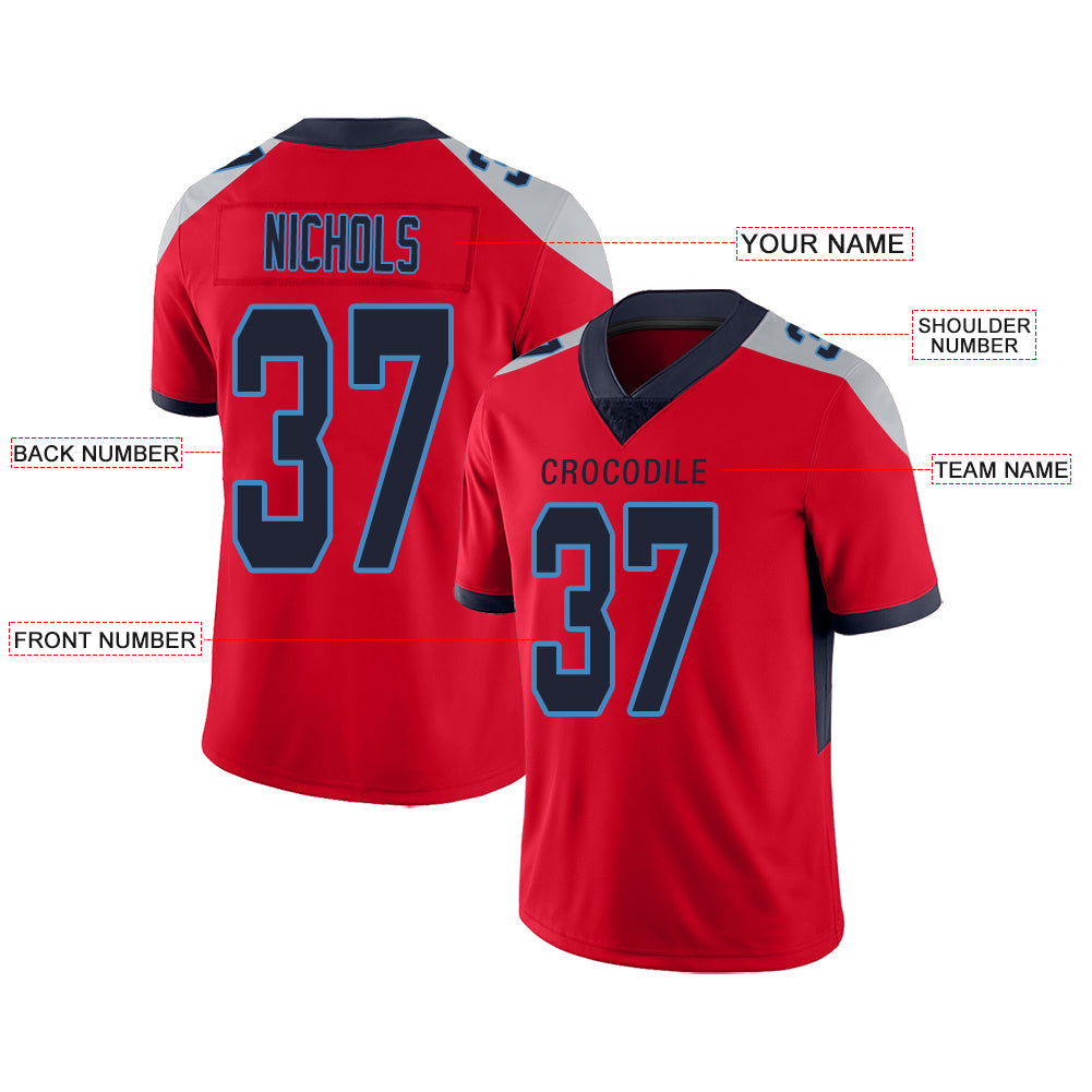 Custom T.Titans Stitched American Football Jerseys Personalize Birthday Gifts Red Jersey view 2