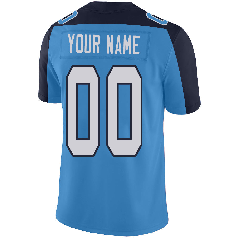 Custom T.Titans Stitched American Football Jerseys Personalize Birthday Gifts Light Blue Jersey view 3