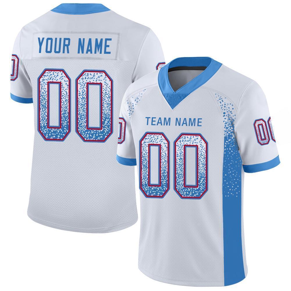 Custom White Powder Blue-Red Drift Fashion Football Jersey - Main View