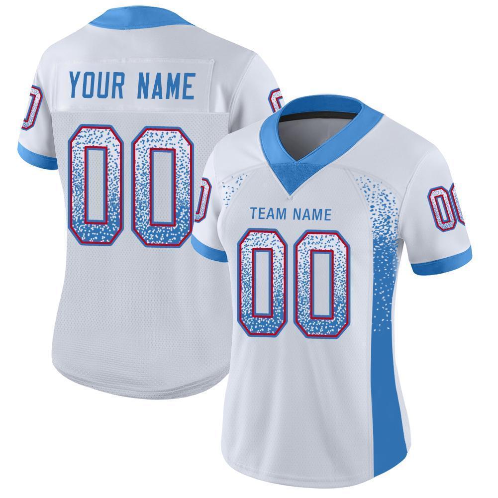 Custom White Powder Blue-Red Drift Fashion Football Jersey view 2