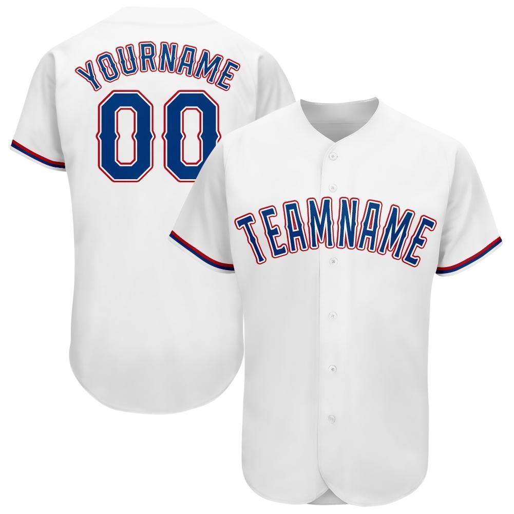 Custom White Royal-Red Baseball Jersey - Main View