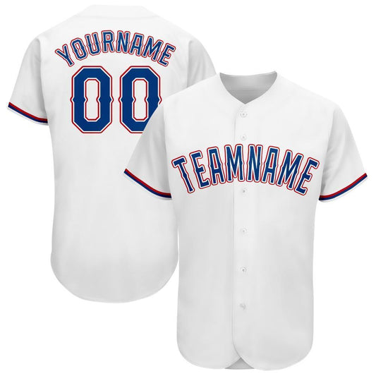 Custom White Royal-Red Baseball Jersey - Main View