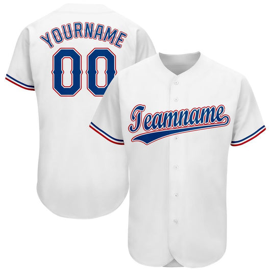 Custom White Royal-Red Baseball Jersey - Main View