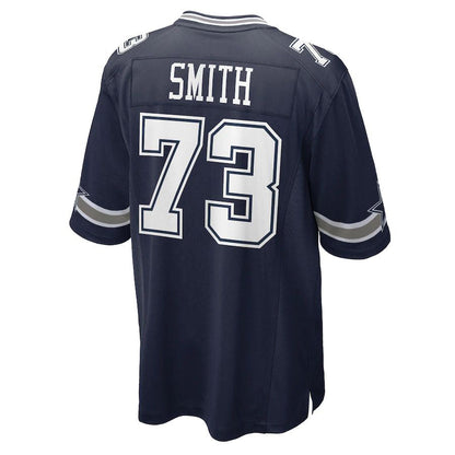 D.Cowboy New Number #73 Tyler Smith Jerseys Navy Football Jersey - Main View