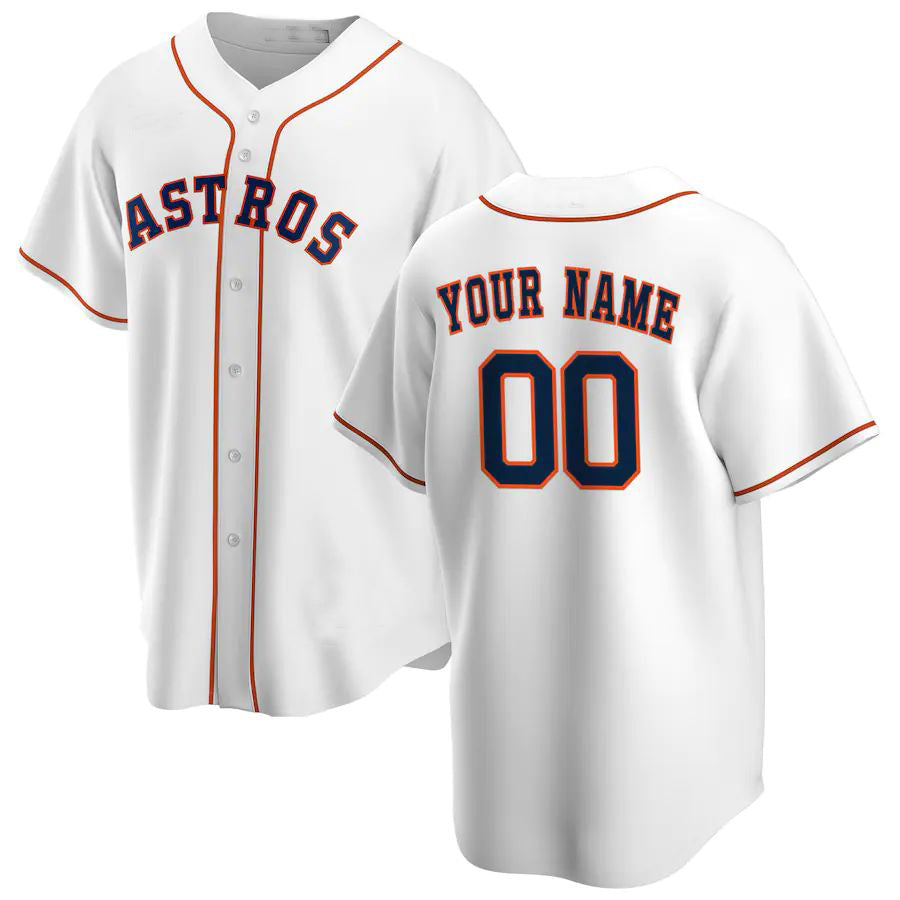 Custom Houston Astros Baseball White Jerseys Stitched Letter And Numbers Mesh for Men Women Youth Button Down Jersey view 2
