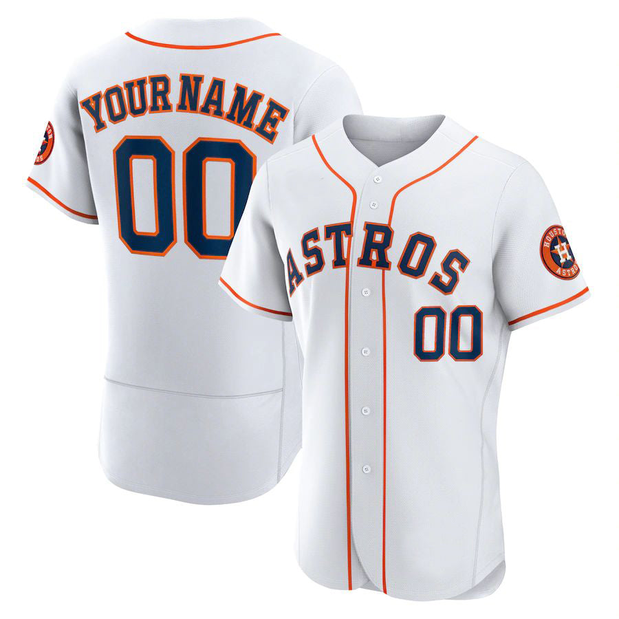 Custom Houston Astros Baseball White Jerseys Stitched Letter And Numbers Mesh for Men Women Youth Button Down Jersey - Main View