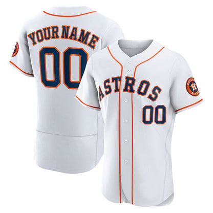Custom Houston Astros Baseball White Jerseys Stitched Letter And Numbers Mesh for Men Women Youth Button Down Jersey - Main View