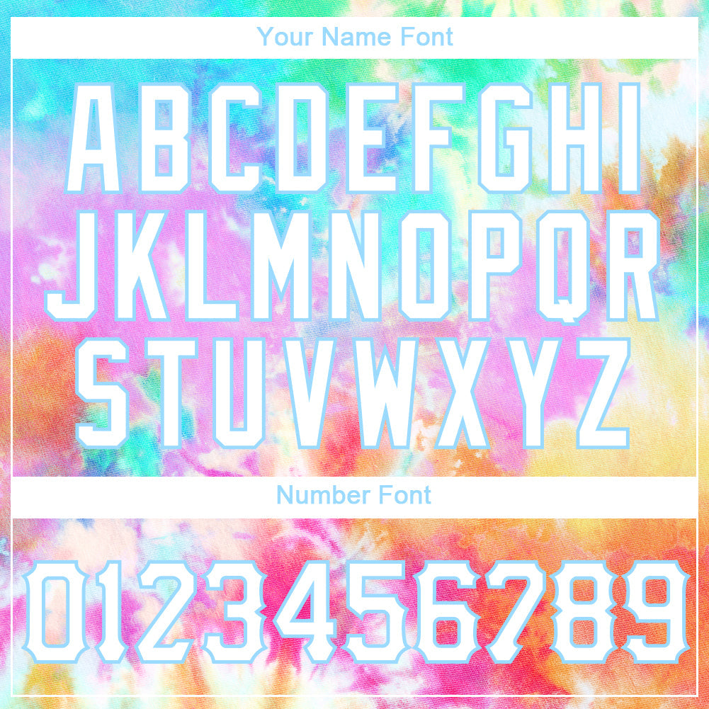 Custom Tie Dye White-Light Blue 3D Rainbow Authentic Baseball Jersey view 5